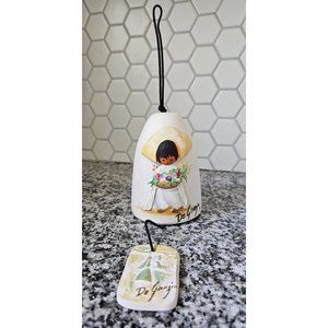 DeGrazia Vintage Hand Painted Flower Boy Dove Sandstone Wind Chime Bell Signed